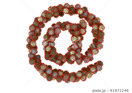 At sign, e-mail symbol from viruses. 3D rendering 91972246
