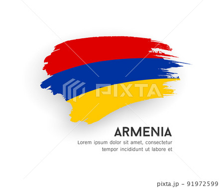 Flag of Armenia, brush stroke design isolated on white background 91972599