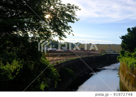 工事中の練馬城址公園と石神井川 工事中の練馬城址公園と石神井川 91972748