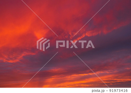 Sky pattern dyed in the sunset - Stock Photo [91973416] - PIXTA