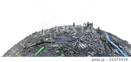 City on small planet. Architecture concept 91973459