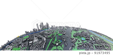 City on small planet. Architecture concept 91973495