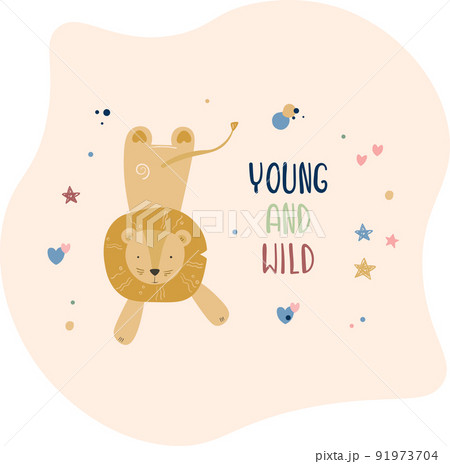Cartoon cute animals baby card with text 91973704