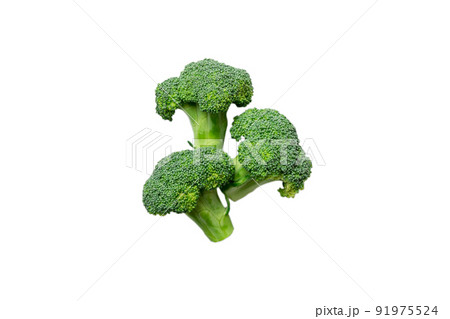 Green fresh Broccoli isolated on white background top view 91975524
