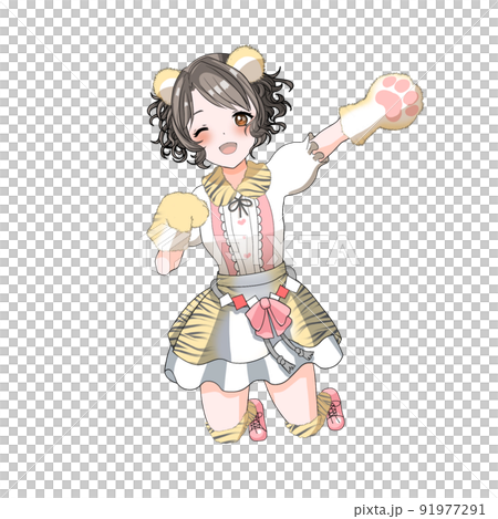 【自然な髪色】寅年のお祝いをする虎コスプレのピンク担当ふわふわボブアイドル 91977291