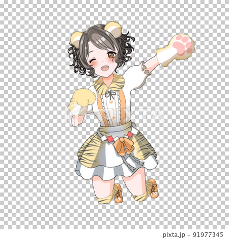 [Natural hair color] A fluffy bob idol in charge of orange in tiger cosplay celebrating the year of the tiger. 91977345