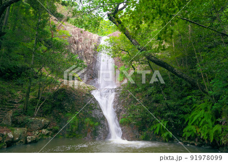 緑に囲まれた深谷の滝1 岡山県備前市 緑に囲まれた深谷の滝1 岡山県備前市 91978099