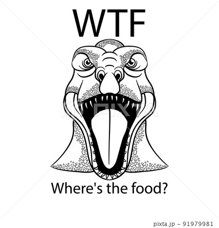 Hand Drawn dinosaur vector illustration with where is the food slogans. For t-shirt prints and other uses. Hand Drawn dinosaur vector illustration with where is the food slogans. For t-shirt prints and other uses. 91979981