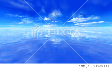 夏のリゾート 海と空と水面 CG 背景 3D イラスト 91980331