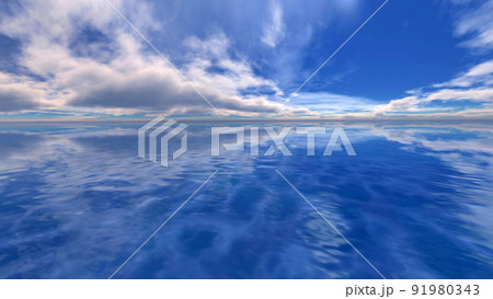 夏のリゾート 海と空と水面 Cg 背景 3d イラストのイラスト素材