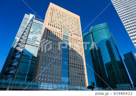 東京都港区 汐留の高層ビル群 91980422