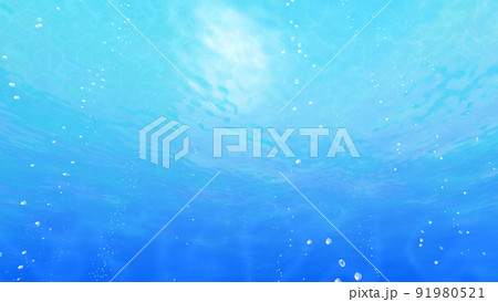 水中 海中 水面 海面 アクアリウム 背景 3D イラスト 91980521
