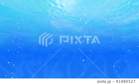 水中 海中 水面 海面 アクアリウム 背景 3D イラスト 91980527