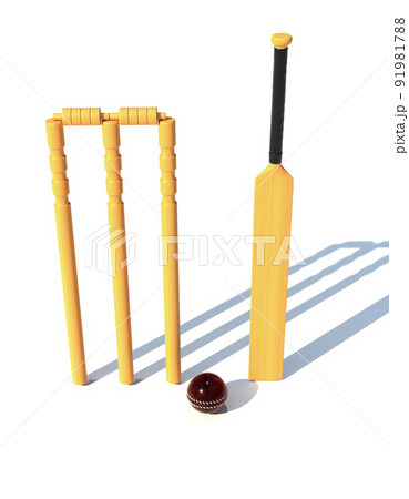 Wooden Bat And Leather Red Cricket Ball 3d のイラスト素材 Wooden Bat And Leather Red Cricket Ball 3d のイラスト素材