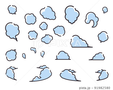 シンプルな線のかわいい煙のイラスト素材セット_伸びた線削除 91982580