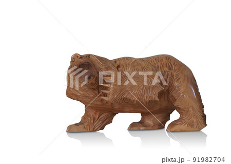 brown wooden bear standing on white background, object, decor, vintage, fashion, copy space brown wooden bear standing on white background, object, decor, vintage, fashion, copy space 91982704