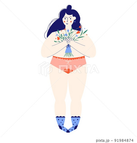 Woman with flowers suffering from stomachache, headache. Female regular menstrual cycle concept. Women period, menstruation, premenstrual syndrome, uterus. Hand draw vector illustrations Woman with flowers suffering from stomachache, headache. Female regular menstrual cycle concept. Women period, menstruation, premenstrual syndrome, uterus. Hand draw vector illustrations 91984874