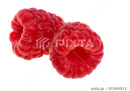 ripe red raspberry isolated 91984913