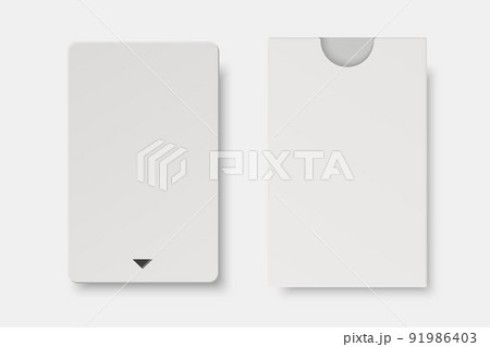 Vector 3d Realistic Blank White Guest Room Standard Plastic Keycard and Paper Case, Cover, Wallet Isolated. Design Template of Hotel Room Plastic Key Card for Mockup, Branding. Front View 91986403