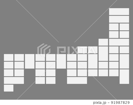 長方形ブロックの日本地図デフォルメイラスト白色 91987829