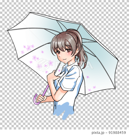【自然髮色】紫色馬尾女孩拿著花傘 【自然髮色】紫色馬尾女孩拿著花傘 91988459