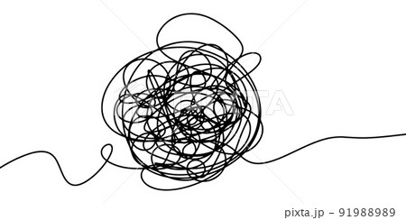 hand drawn of tangle scrawl sketch. Abstract scribble, chaos doodle pattern Isolated on white background. Vector illustration 91988989