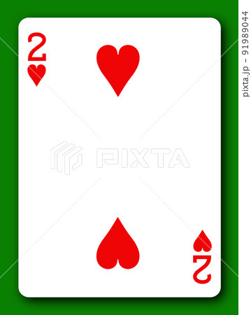 2 Two Deuce of Hearts playing card with clipping path to remove background and shadow 91989044
