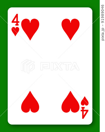 4 Four of Hearts playing card with clipping path to remove background and shadow 4 Four of Hearts playing card with clipping path to remove background and shadow 91989046