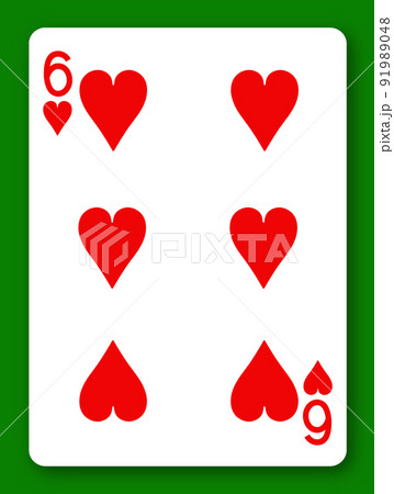 6 Six of Hearts playing card with clipping path to remove background and shadow 6 Six of Hearts playing card with clipping path to remove background and shadow 91989048