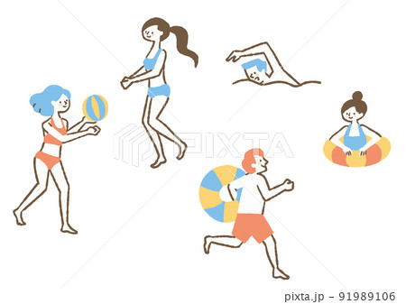 海で遊ぶ人たち_色 海で遊ぶ人たち_色 91989106