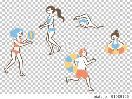 海で遊ぶ人たち_色 海で遊ぶ人たち_色 91989106