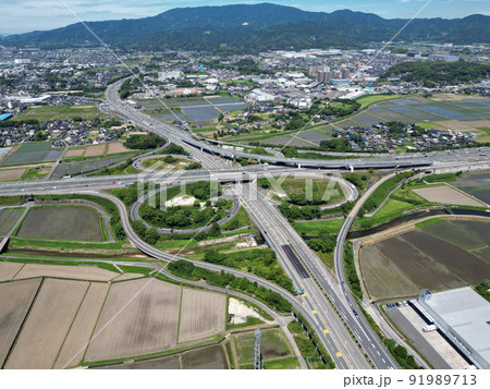 九州自動車道の鳥栖JCTの空撮 91989713