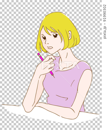 Vector illustrations of women taking lectures at study conferences, cram schools, university seminars 91990302
