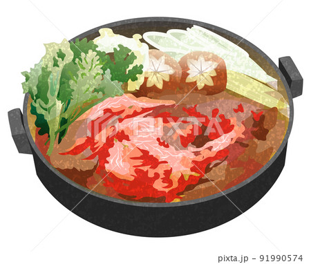 すき焼き 手描き風 91990574