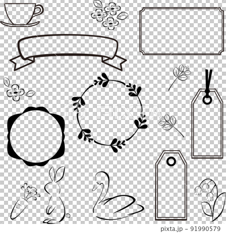 シンプル可愛いフレームのイラストセット 91990579