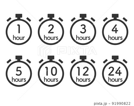 制限時間を表示したストップウォッチタイマーのアイコンセット3 91990822