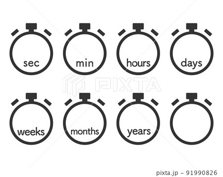 制限時間を表示したストップウォッチタイマーの空欄アイコンセット 91990826