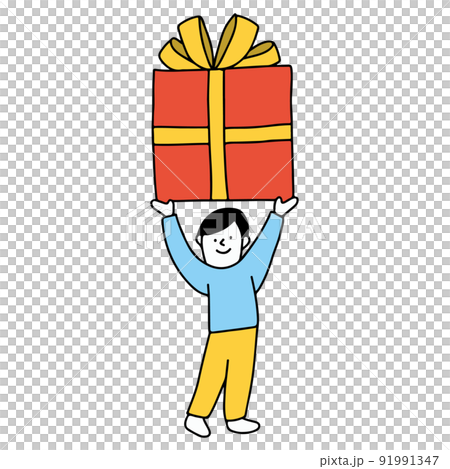 大きなギフトボックスを持ち上げている人のイラスト 大きなギフトボックスを持ち上げている人のイラスト 91991347