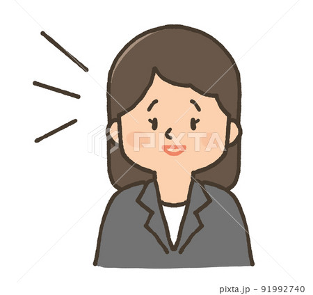 スーツ姿の女性　気づく　表情イラスト 91992740