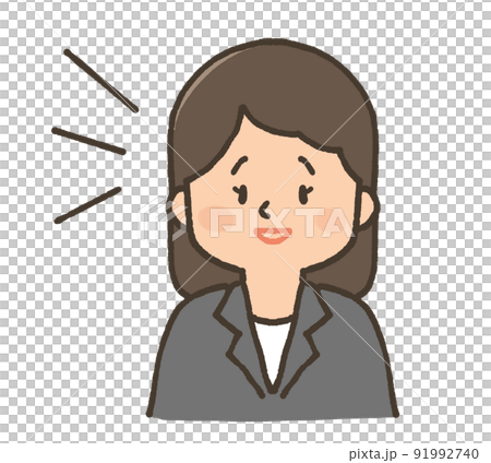 スーツ姿の女性　気づく　表情イラスト 91992740