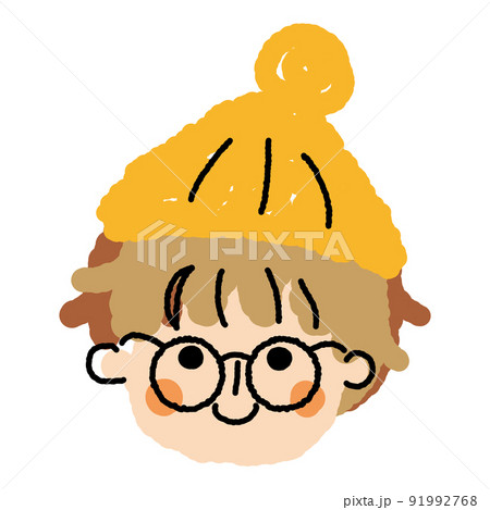 男の子　ゆる顔　アイコン　02　メガネ　_　単品　02 91992768