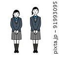 お辞儀をする女子学生 91993095