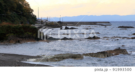 津軽半島東海岸松前街道沿い風景 津軽半島東海岸松前街道沿い風景 91993500
