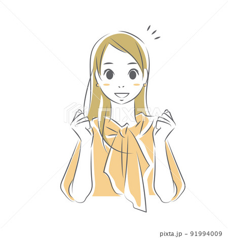 ポジティブに頑張る女性 シンプルでお洒落な線画イラスト ポジティブに頑張る女性 シンプルでお洒落な線画イラスト 91994009