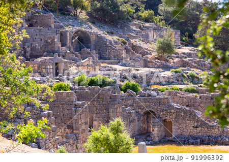 Ruins of Himnasium. Ancient Lycian city Arycanda. Turkey 91996392