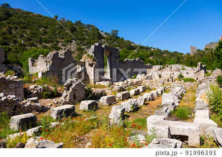 Ruins of Roman Temple at Olympos in Antalya, Turkey 91996393