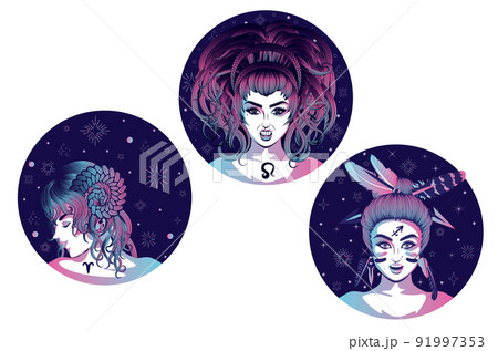 Fire zodiac girls avatar set 91997353