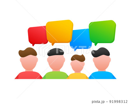 People Communicate, Ask Questions, Searching Solution. Dialog, chat speech bubble. Vector stock illustration. People Communicate, Ask Questions, Searching Solution. Dialog, chat speech bubble. Vector stock illustration. 91998312