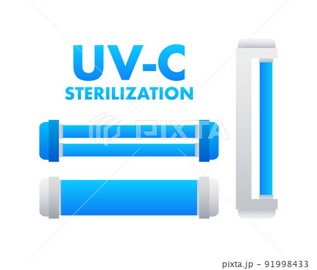 Uv-c sterilization device. lamp with ultraviolet rays. Vector illustration. 91998433