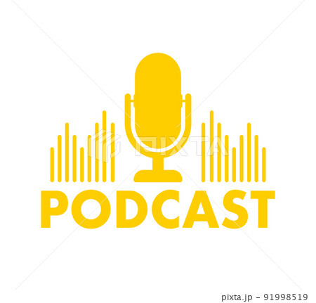 Podcast. Badge, icon, stamp, logo. Vector stock illustration. 91998519